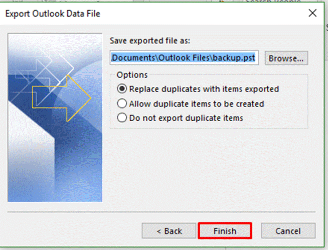 Backup mail outlook 4