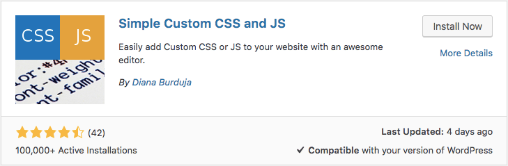 Simple custom css and js wordpress plugin