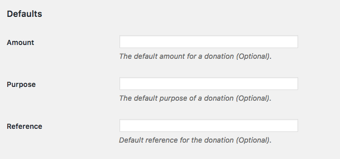 thiết lập các yếu tố mặc định paypal donation