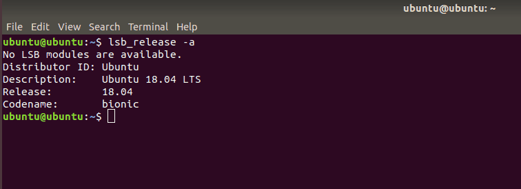 check ubuntu version bằng terminal