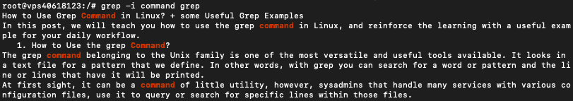 kết quả lệnh grep command trong linux